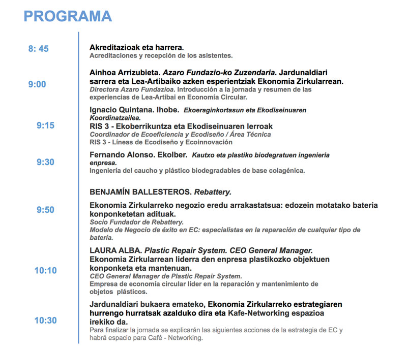 Jornada de Economía Circular en Lea-Artibai, organizada por Azaro Fundazioa